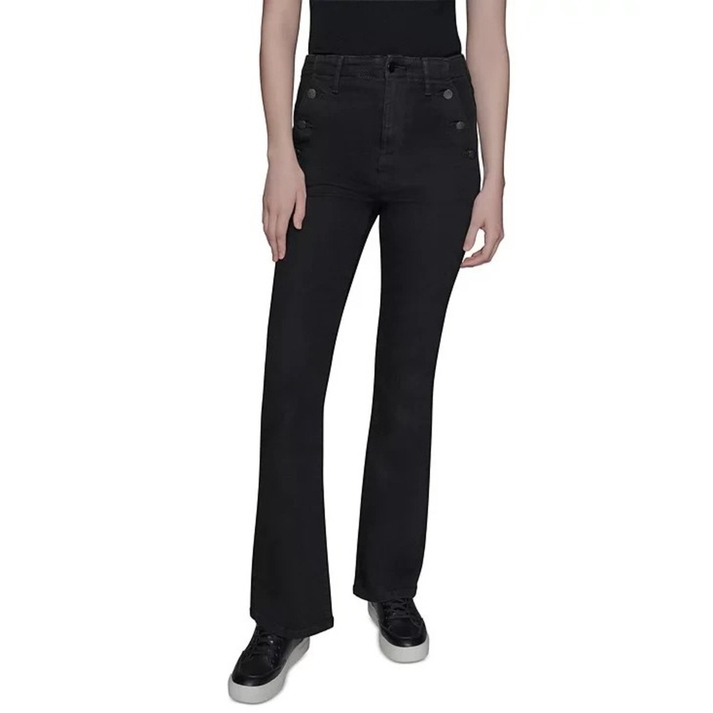 KARL LAGERFELD PARIS‎ Women's Sailor Flared Leg Jeans Black Size 6 NEW